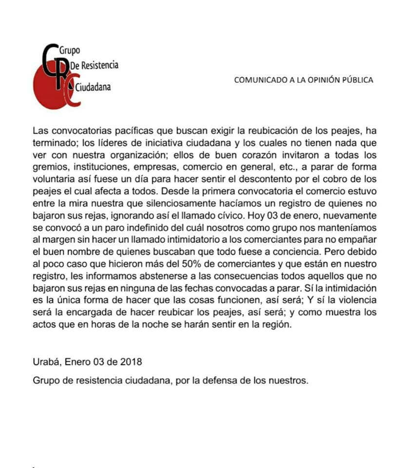 Resistencia ciudadana en Urabá
